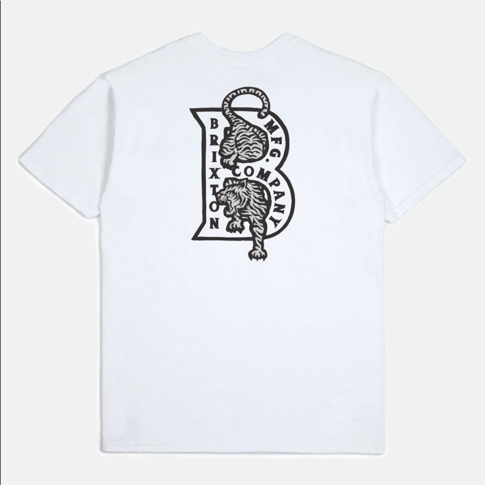NWT Men’s Brixton Crawler Standard Short Sleeve Tee - XL White w/ Tiger Graphic